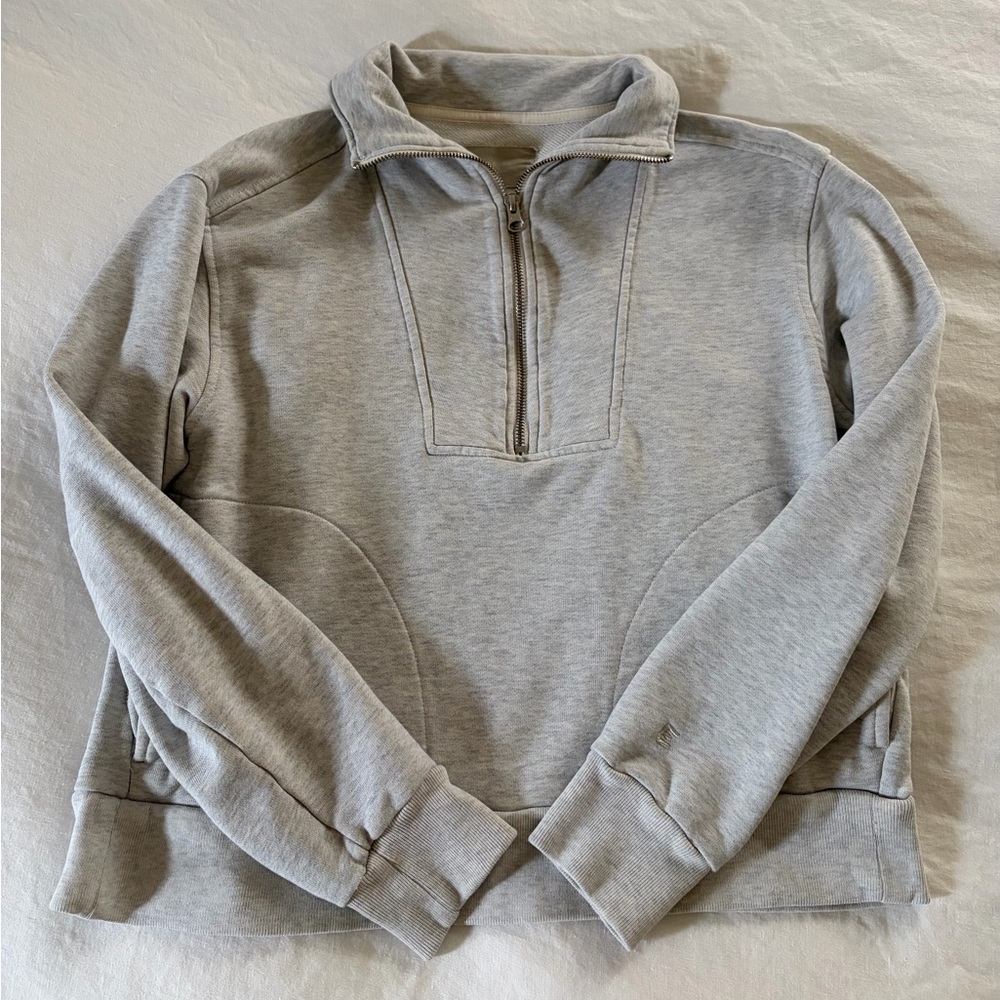 Everlane Light Gray Zip-Up Sweater